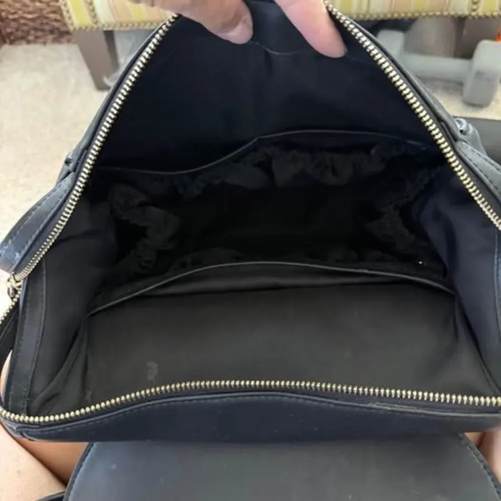 Mia + Sophia Black Vegan Leather Diaper Bag Backpack